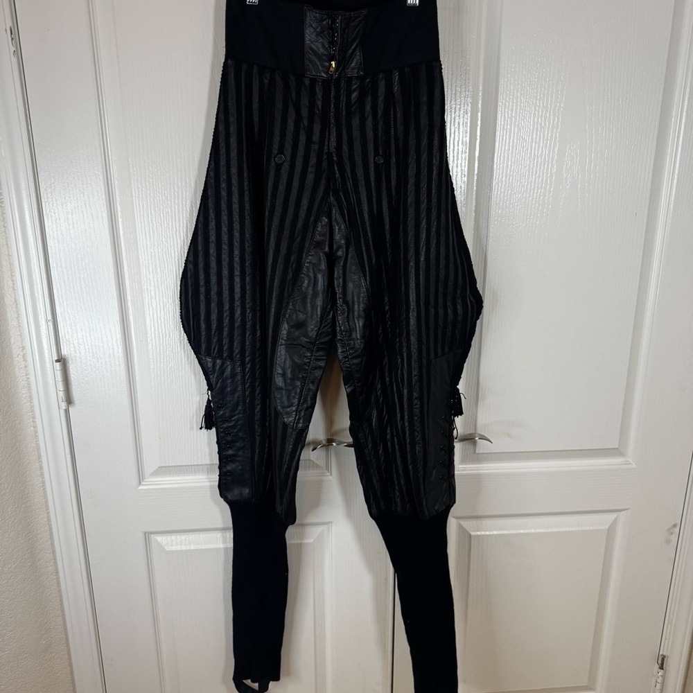 Vintage Leather Equestrian High-Waisted Jodhpur Black Pants
